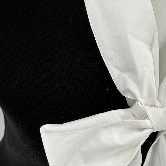English Factory Black & White Puff Sleeve Bow Tie Dress S - Picture 4 of 6